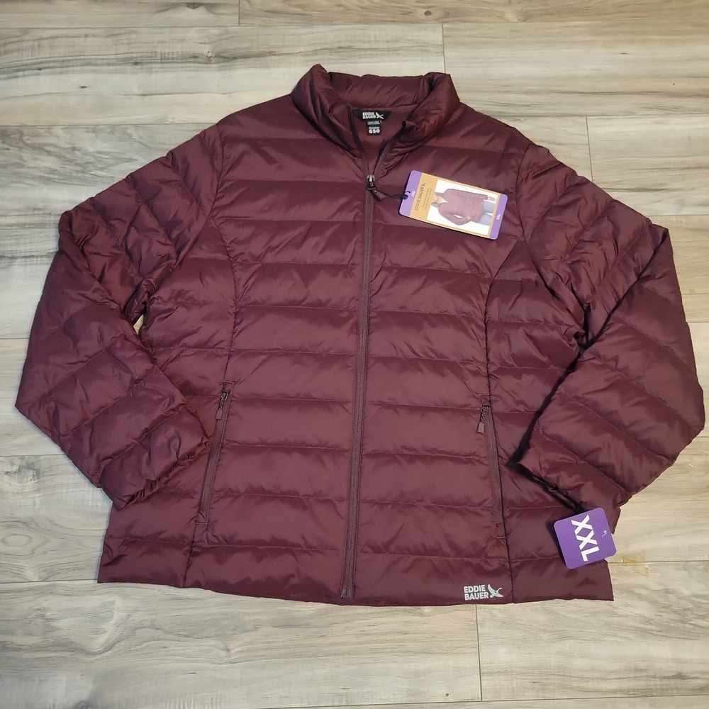 Eddie Bauer Women's XXL Down 650 Maroon  Packable Puffer Jacket Outdoor NEW